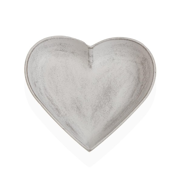 HEART-SHAPED CENTERPIECE PLATE IN WOOD WITH STONE EFFECT