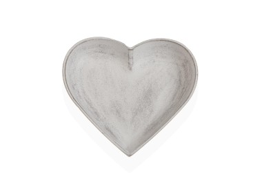 HEART-SHAPED CENTERPIECE PLATE IN WOOD WITH STONE EFFECT