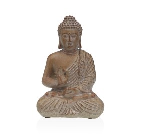 RAPPRESENTAZIONE FIGURA BUDDHA IN RESINA EFFETTO PIETRA H.17cm