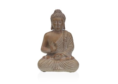 RAPPRESENTAZIONE FIGURA BUDDHA IN RESINA EFFETTO PIETRA H.17cm