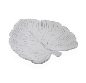 WHITE LEAF PLATE CENTERPIECE 28x17cm