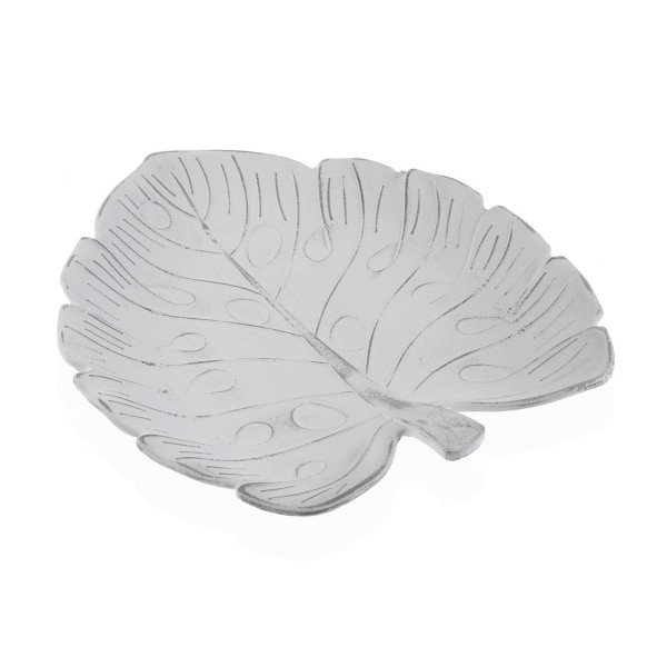 WHITE LEAF PLATE CENTERPIECE 28x17cm