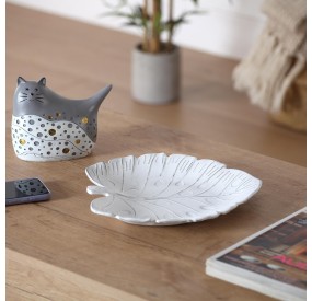 WHITE LEAF PLATE CENTERPIECE 28x17cm