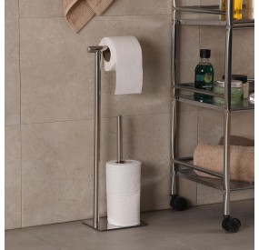 CHROMED METAL TOILET PAPER HOLDER H.53cm